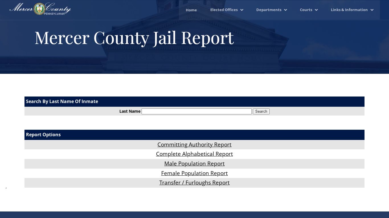 Mercer County Jail Population Report